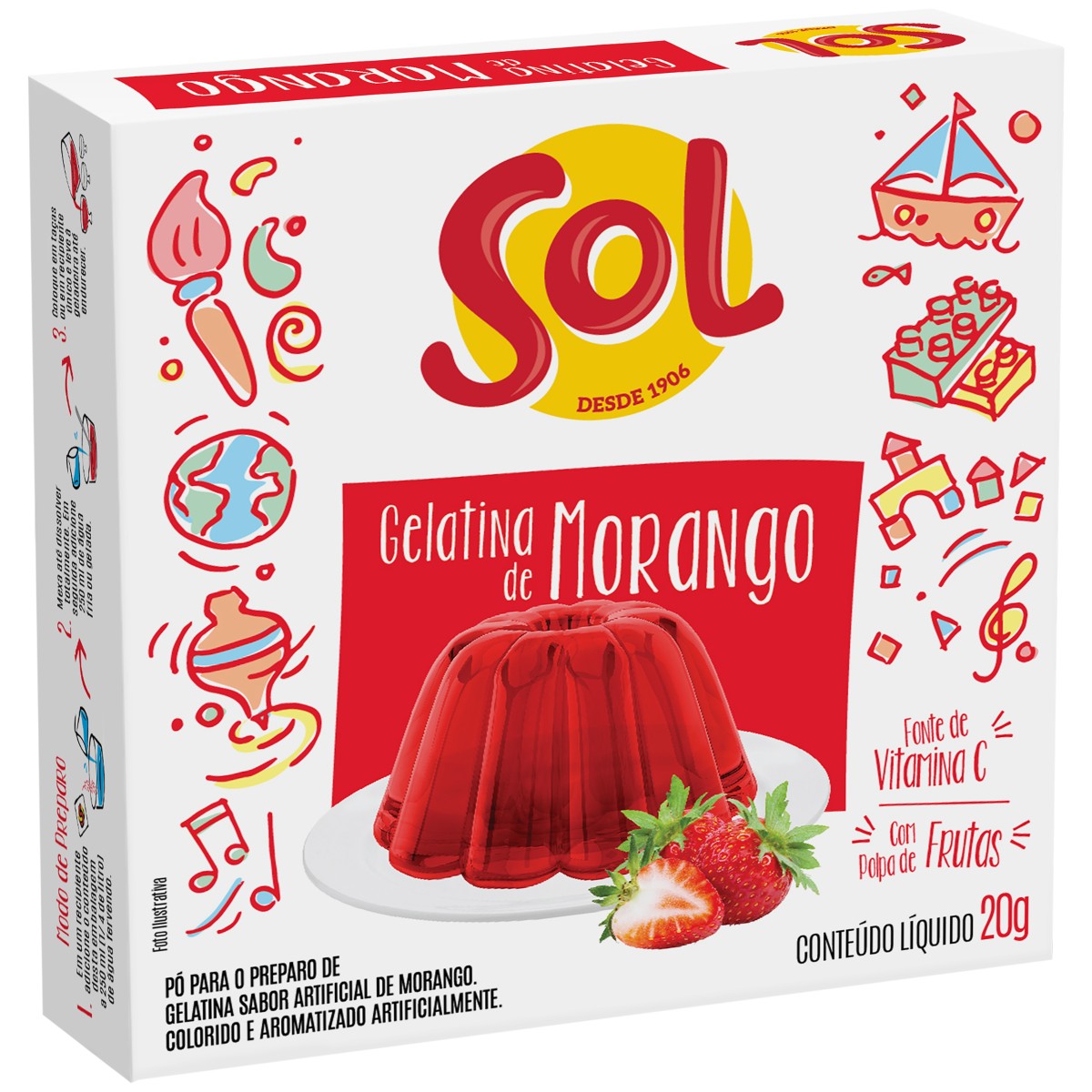 Gelatina Sol Morango 20g